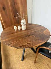 Rundt Valnød 120Ø + 2 stk. tillægsplader